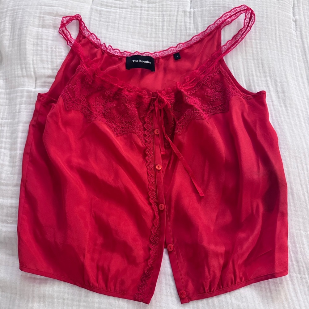 The Kooples Red Silk Tank Top